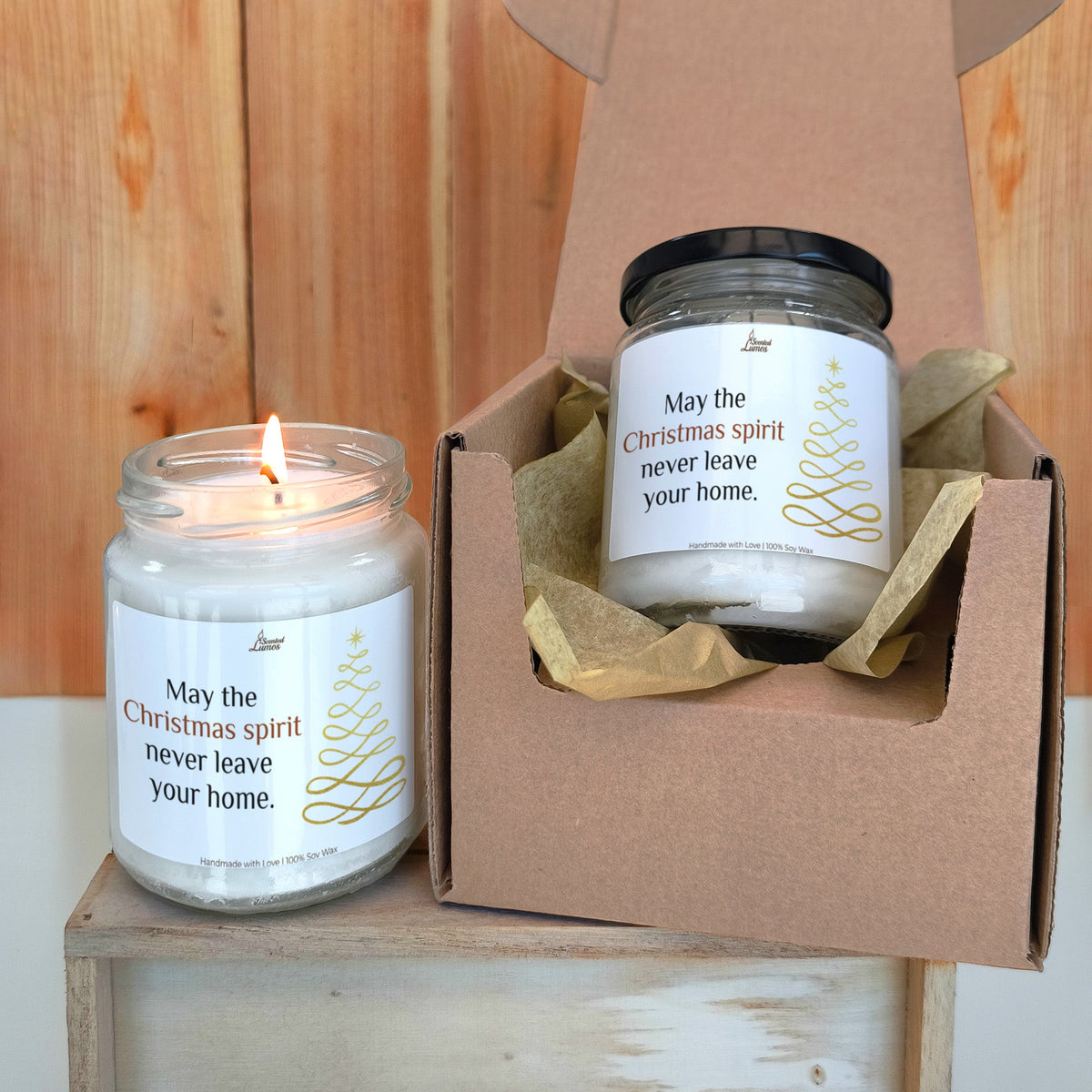 May the Christmas spirit never leave your home Scented Soy Candle