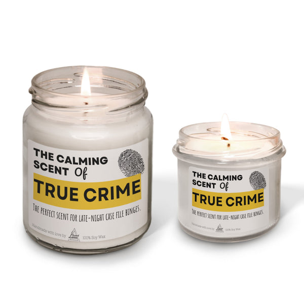 The calming scent of True crime Scented Soy Candle