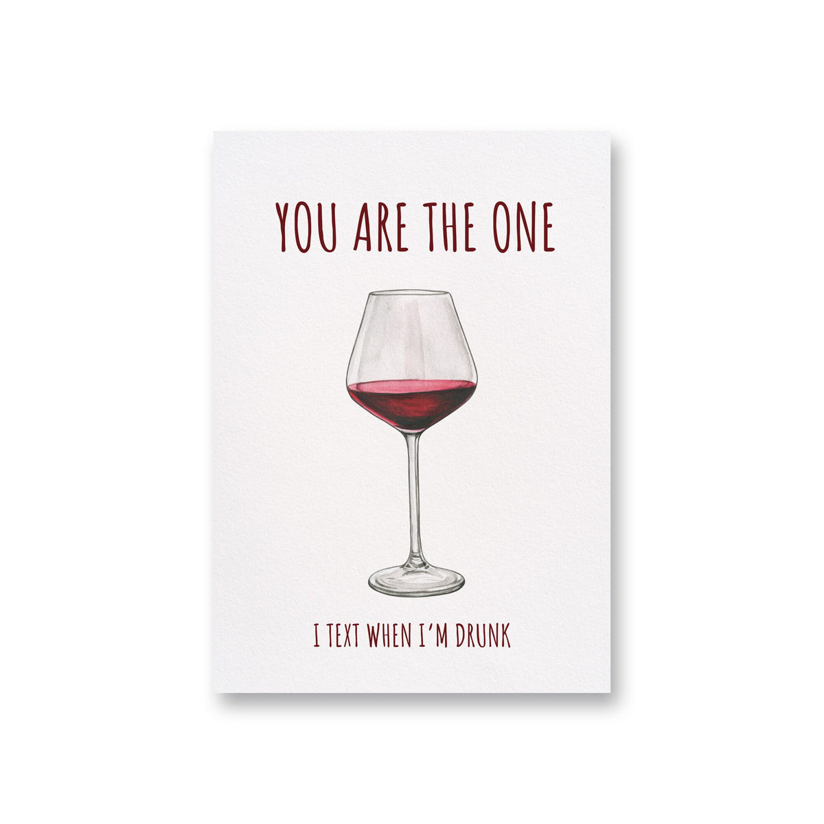 a card with a glass of red wine on it