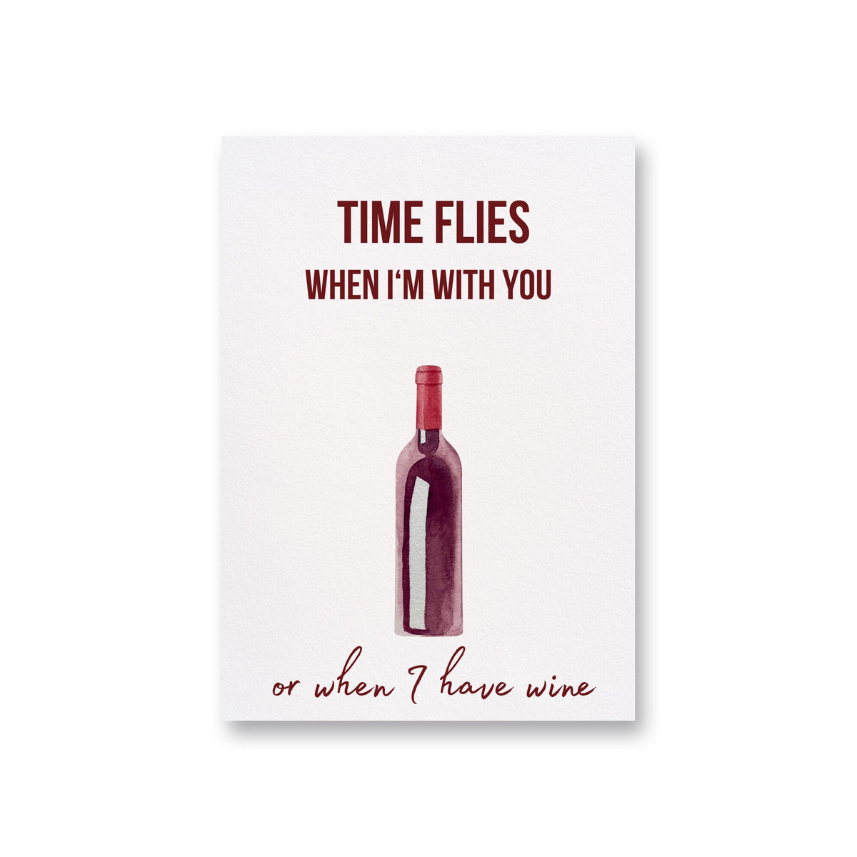 a card with a bottle of wine on it