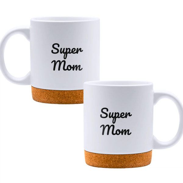 Super Mom - White mug - Ceramic Mug with Cork 320ml