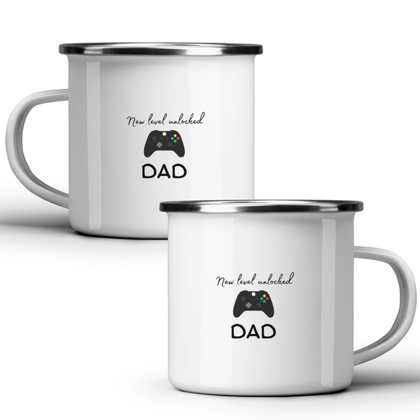New level unlocked: Dad - White mug - Metal Mug 370ml
