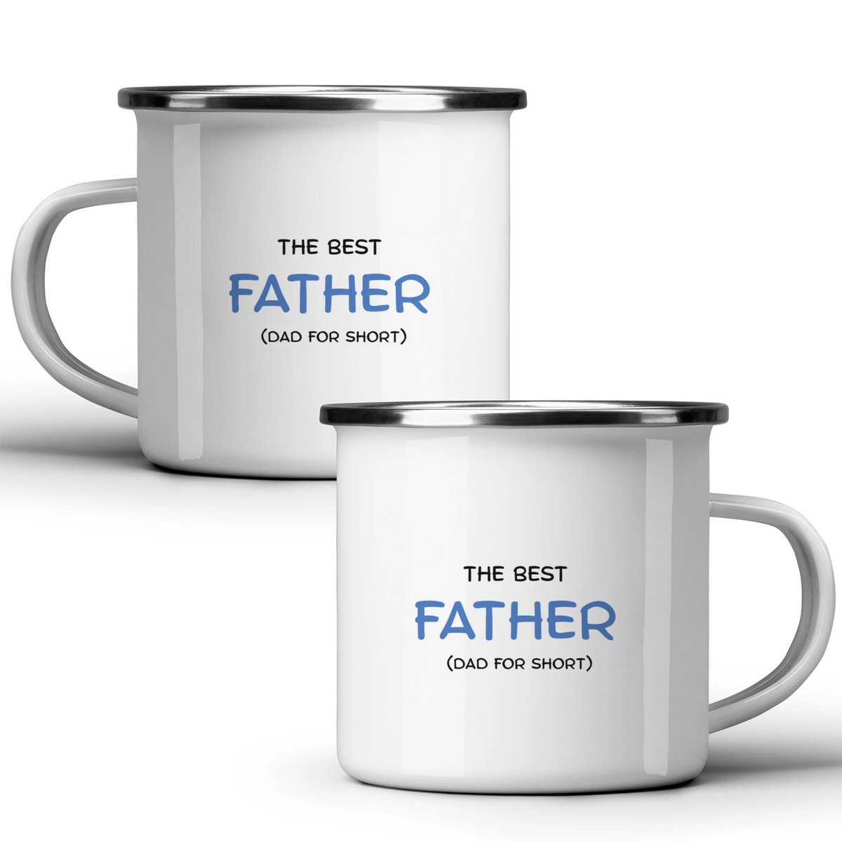The best father (Dad for short) - White mug - Metal Mug 370ml