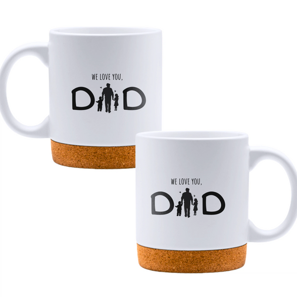 We love you, Dad - White mug - Ceramic Mug with Cork 320ml