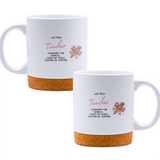 The best teacher changes the world... child by child, coffee by coffee - White mug - Ceramic Mug with Cork 320ml