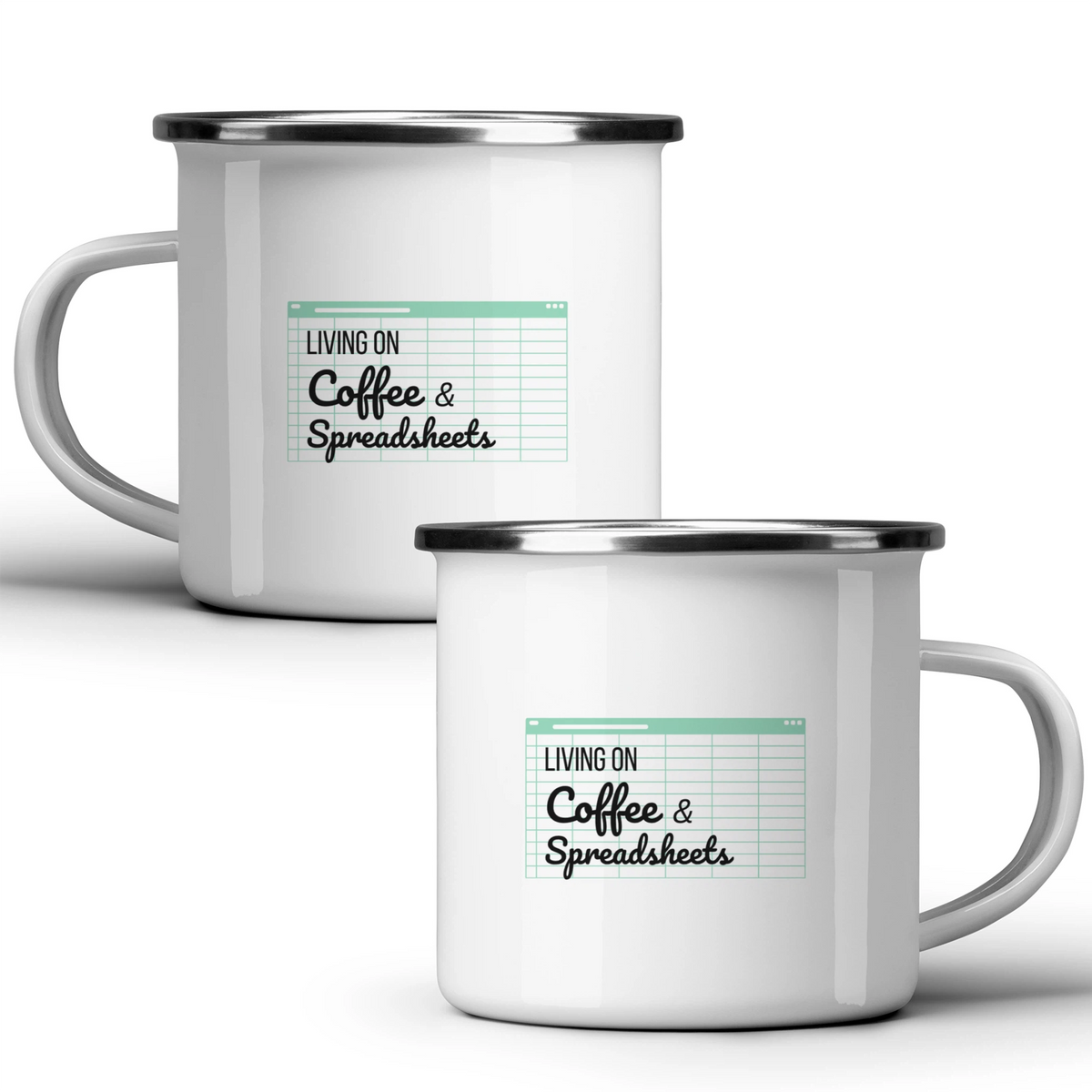 Living on coffee & spreadsheets - White mug - Metal Mug 370ml