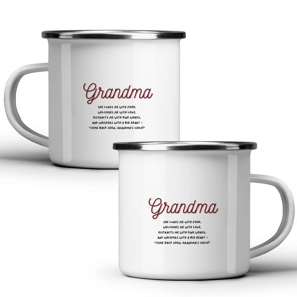Grandma: come back soon, Grandma's child! - White mug - Metal Mug 370ml