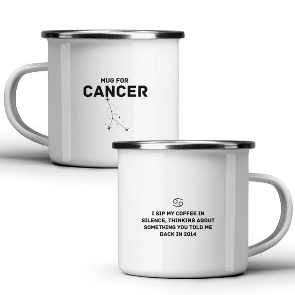 Mug for Cancer: I sip my coffee in silence, thinking about something you told me back in 2014 - White mug - Metal Mug 370ml