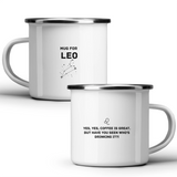 Mug for Leo: yes, yes, coffee is great. But have you seen who's drinking it?! - White mug - Metal Mug 370ml