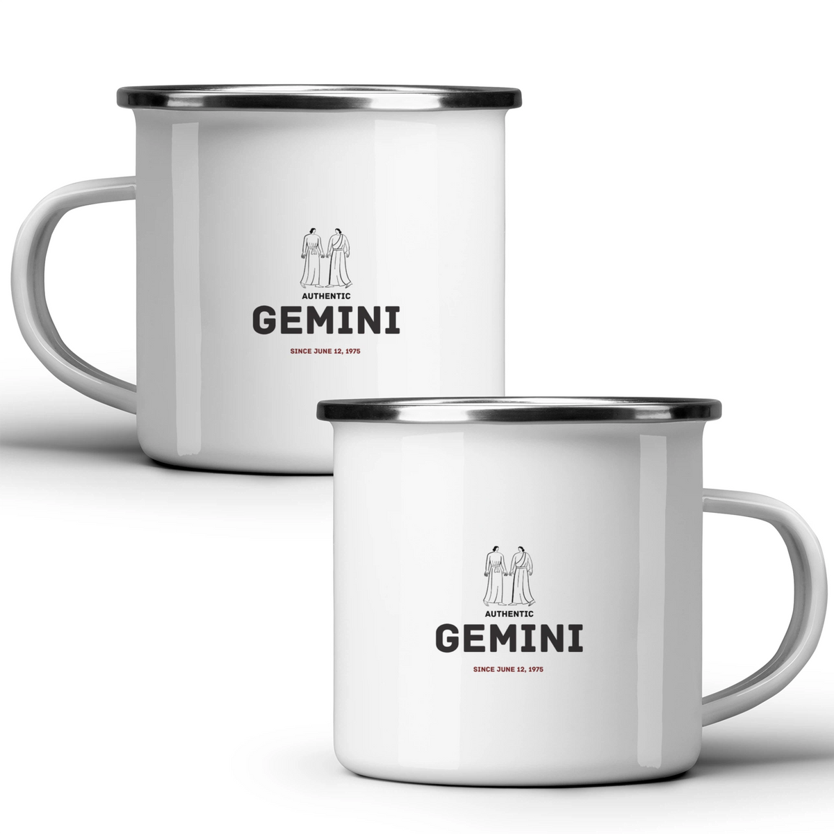Authentic Gemini, personalized date - White mug - Metal Mug 370ml
