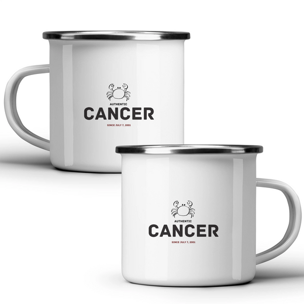 Authentic Cancer, personalized date - White mug - Metal Mug 370ml