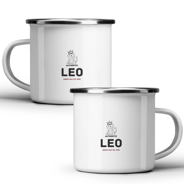 Authentic Leo, personalized date - White mug - Metal Mug 370ml