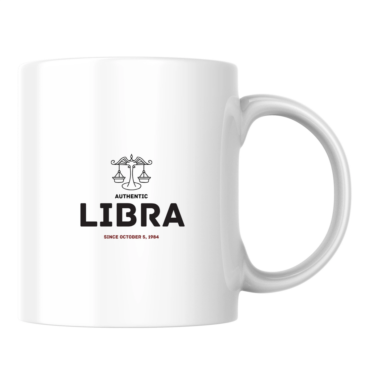 Authentic Libra, personalized date - White mug - Ceramic Mug 330ml