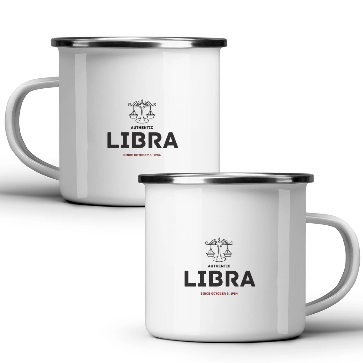 Authentic Libra, personalized date - White mug - Metal Mug 370ml