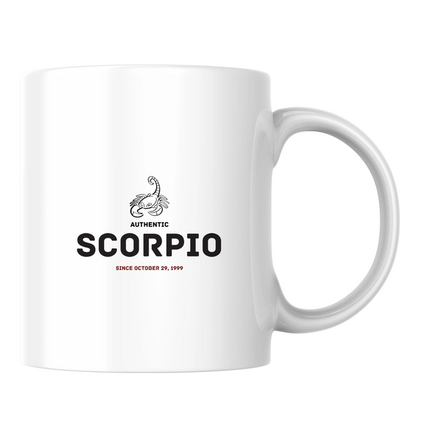 Authentic Scorpio, personalized date - White mug - Ceramic Mug 330ml