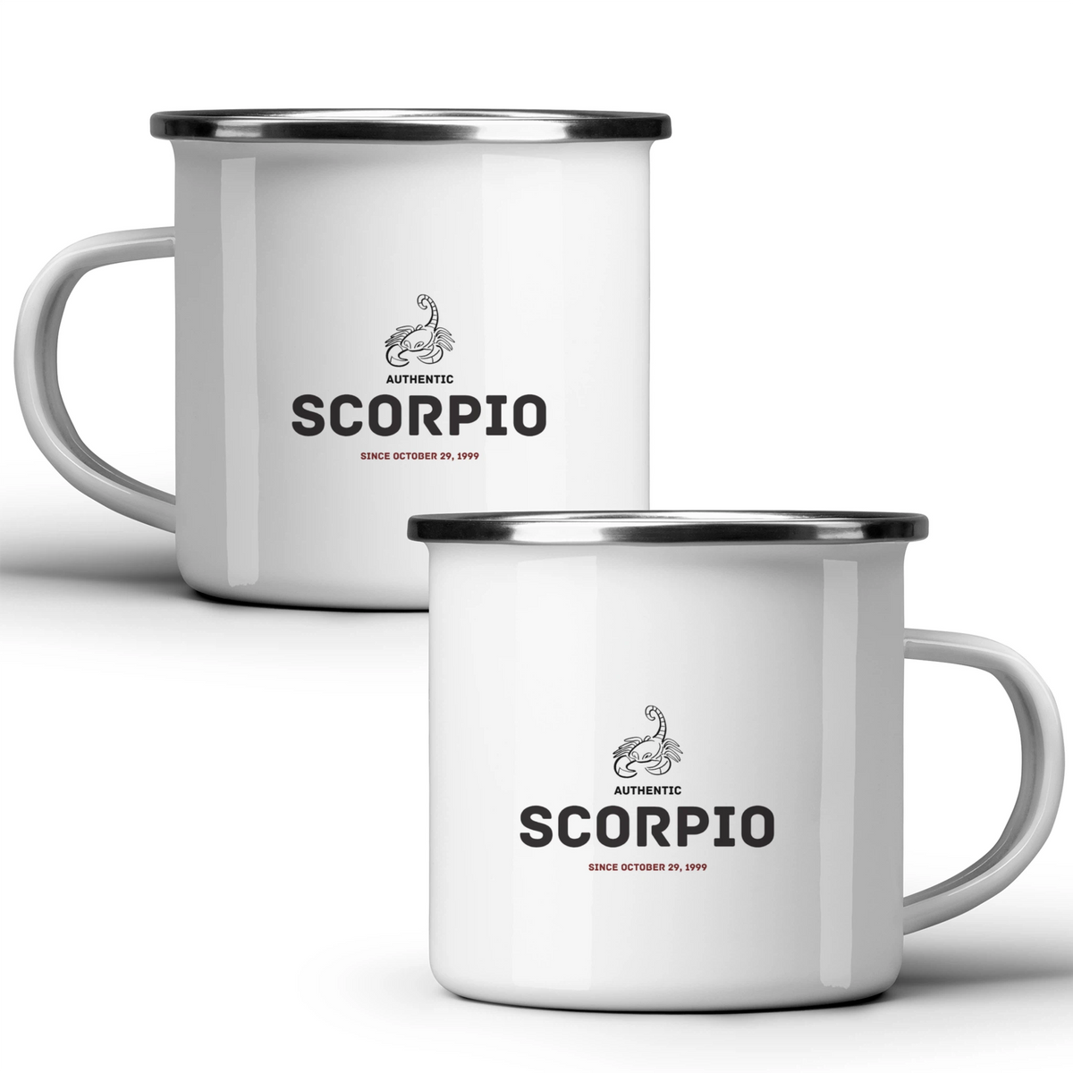 Authentic Scorpio, personalized date - White mug - Metal Mug 370ml