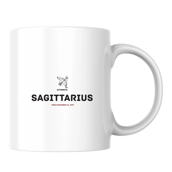 Authentic Sagittarius, personalized date - White mug - Ceramic Mug 330ml
