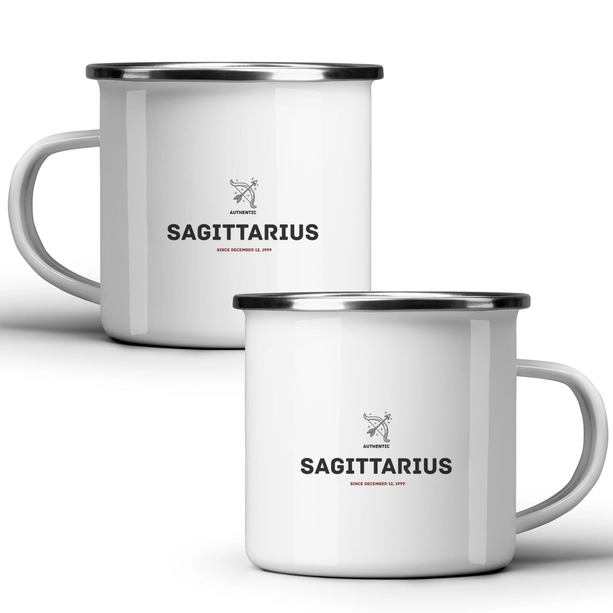 Authentic Sagittarius, personalized date - White mug - Metal Mug 370ml