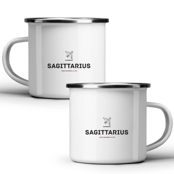 Authentic Sagittarius, personalized date - White mug - Metal Mug 370ml