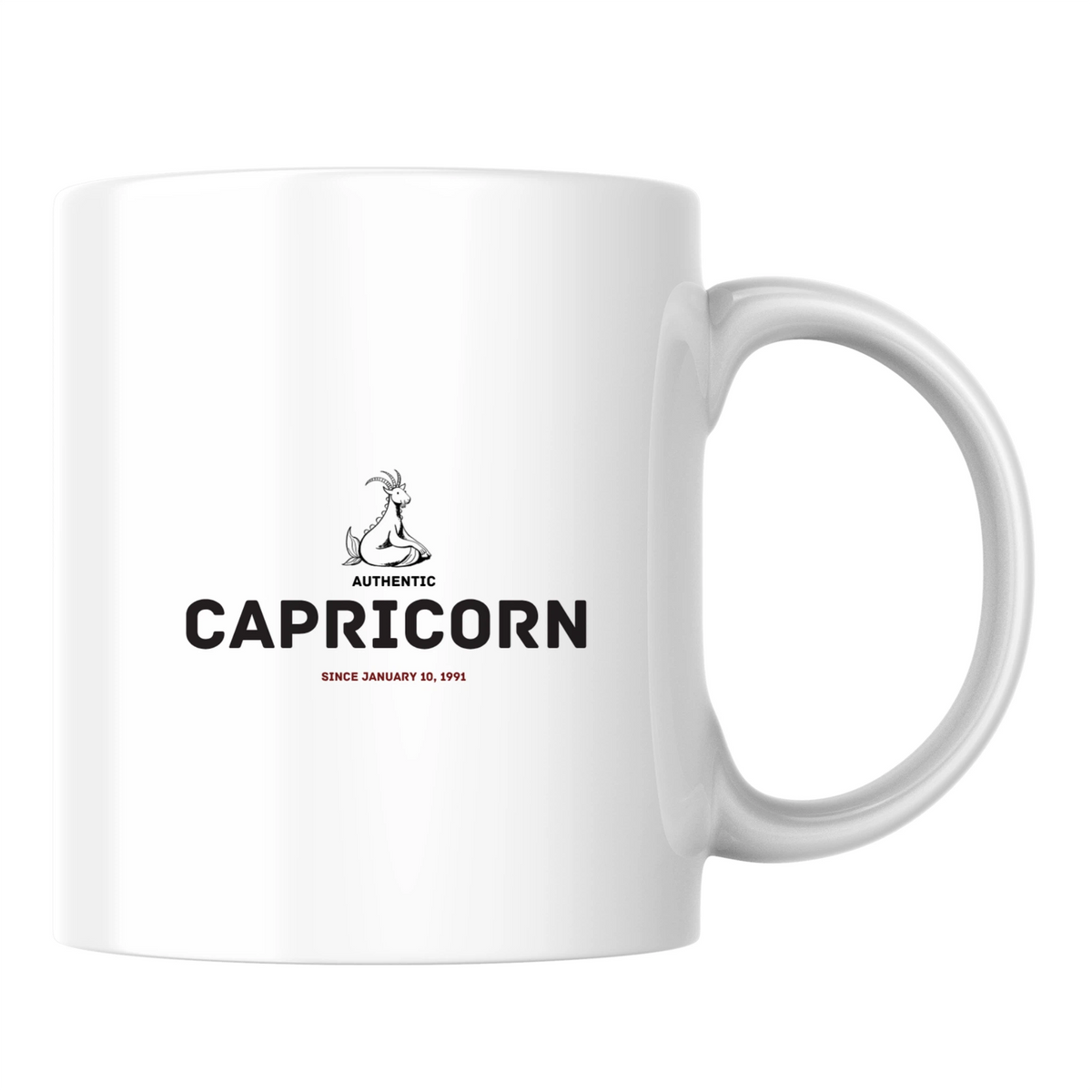 Authentic Capricorn, personalized date - White mug - Ceramic Mug 330ml