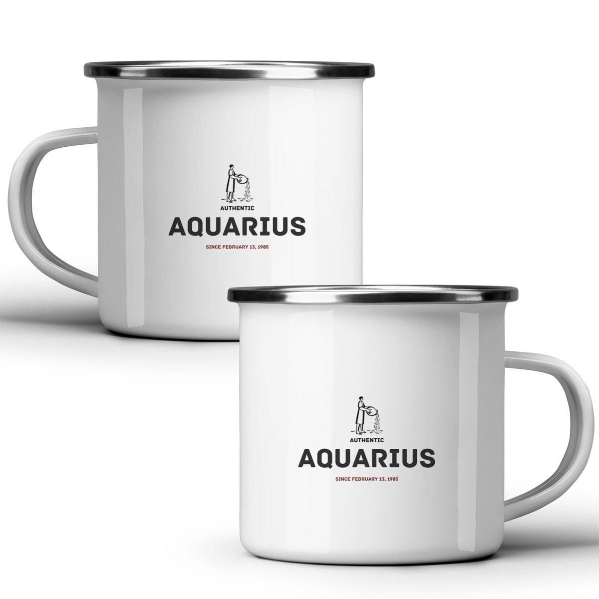 Authentic Aquarius, personalized date - White mug - Metal Mug 370ml