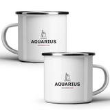 Authentic Aquarius, personalized date - White mug - Metal Mug 370ml