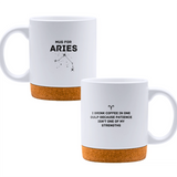 Mug for Aries: I drink coffee in one gulp because patience isn't one of my strengths - White mug - Ceramic Mug with Cork 320ml