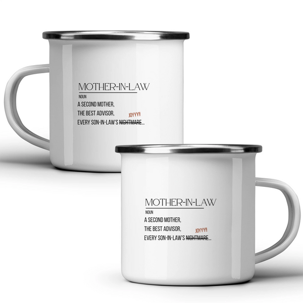 Mother-in-law, noun: a second mother, the best advisor, every son-in-law's joy! - White mug - Metal Mug 370ml
