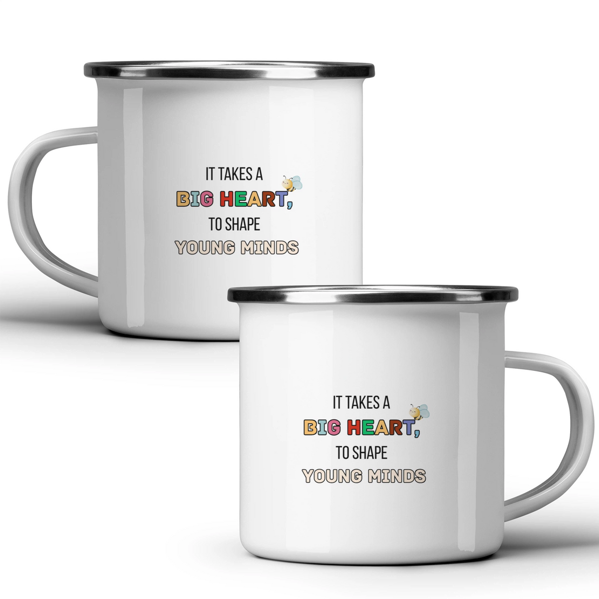 It takes a big heart to shape young minds - White mug - Metal Mug 370ml